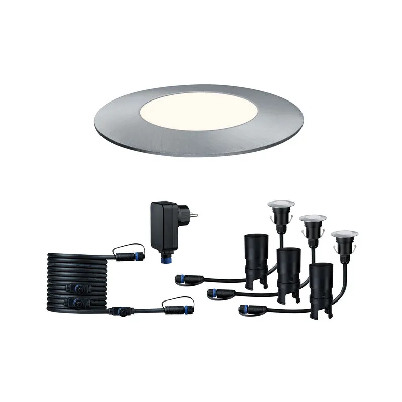 Paulmann Outdoor Plug & Shine Floor Mini Set IP65 4000K 3x2,5W 24V 55mm Silber