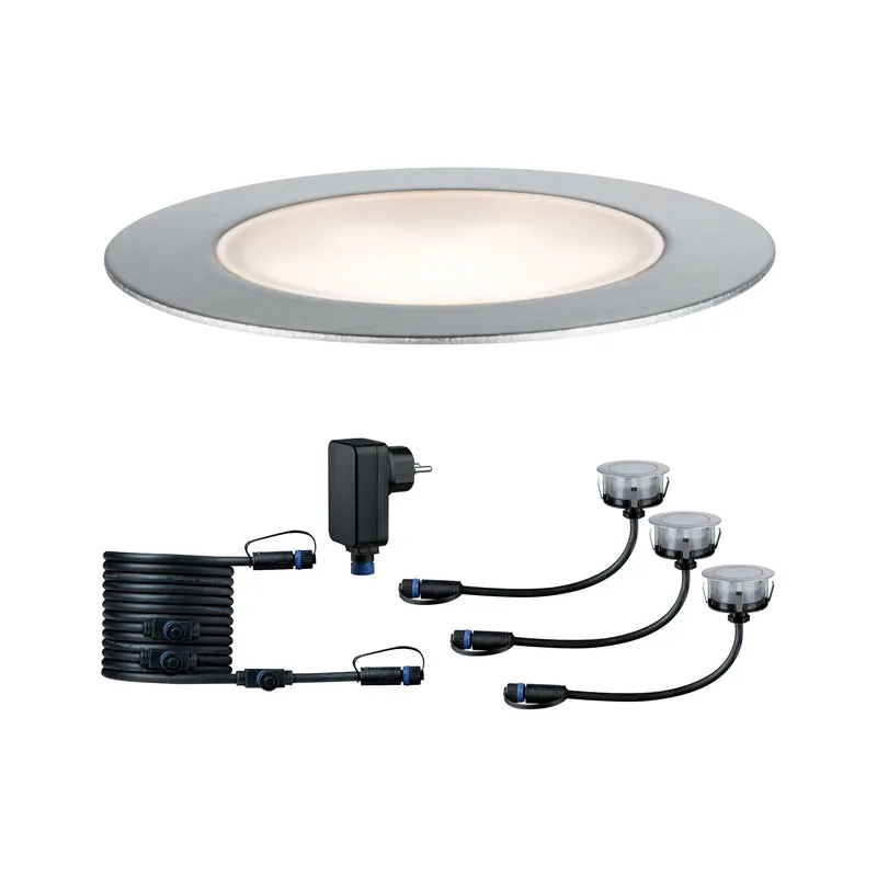 Paulmann Outdoor Plug & Shine Floor Basisset IP65 3000K 3x1W 24V 70mm Silber Eds/Kst