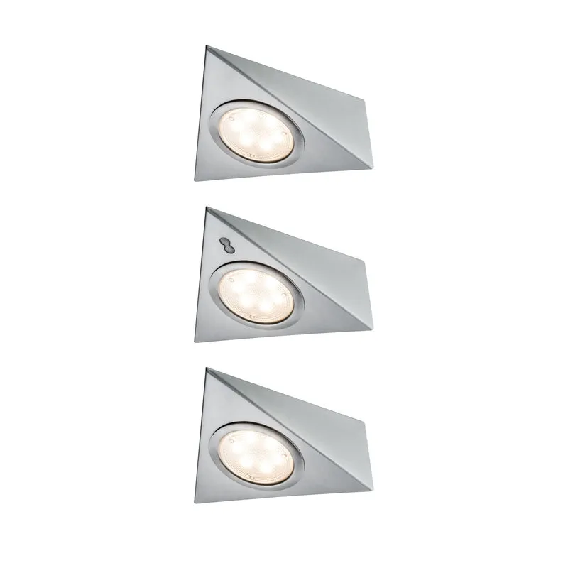 Paulmann Möbel ABL Set 3eck. LED PIR 3x2,8W 12VA 230/12V Eisen gebürstet Metall/Glas
