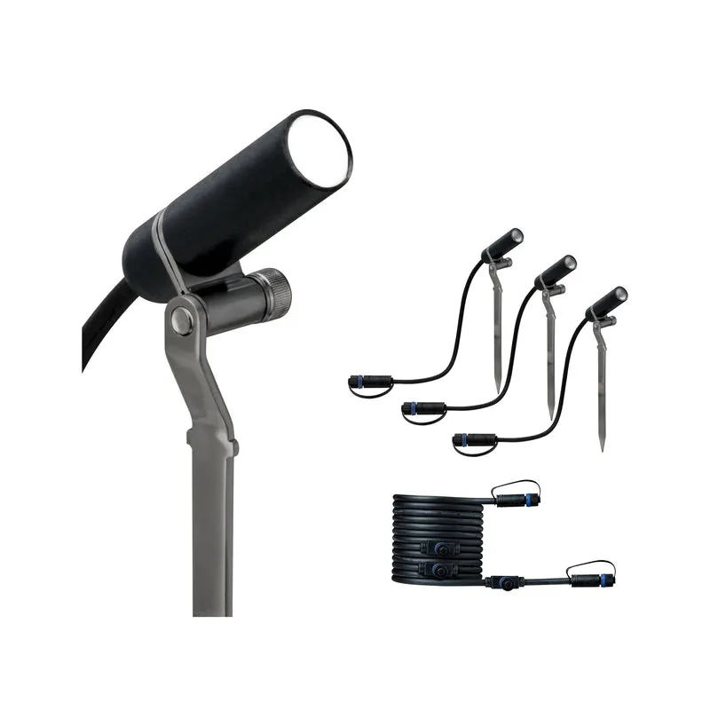 Paulmann Outdoor Plug & Shine Spot Plantini Erg. Set 3000K 3x2,5W 24V 40° Anthrazit Alu