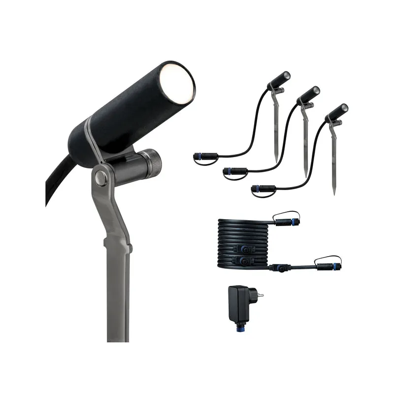 Paulmann Outdoor Plug & Shine Spot Plantini Basis Set 3000K 3x2,5W 24V 40° Anthrazit Alu