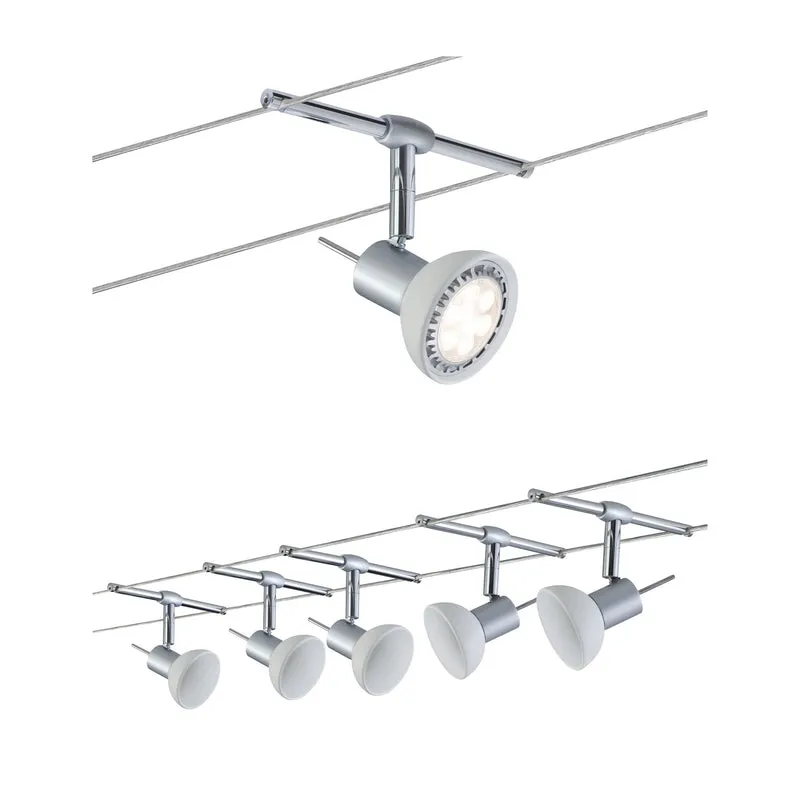 Paulmann WireSystem Set Sheela max 5x10W GU5,3 Chrom matt/Opal 230/12V 60VA Metall/Glas