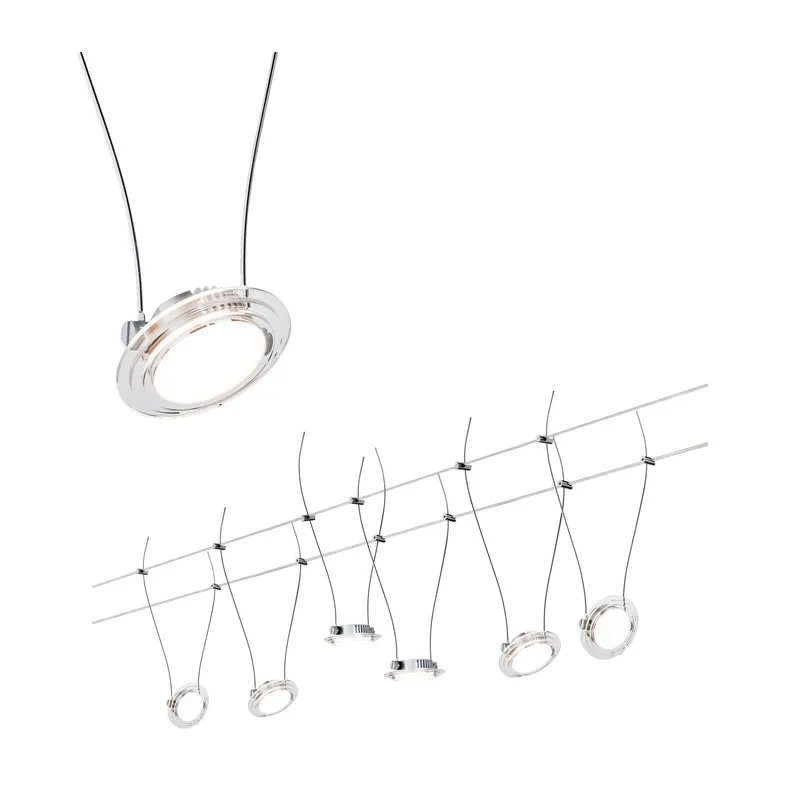 Paulmann Wire Systems DC Set LED Twist Coin 6x4W Chr matt/transp 230V/12V DC 36VA Metall