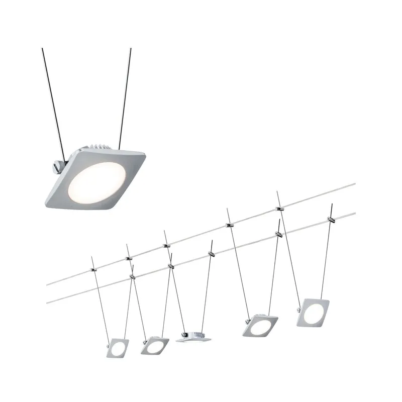 Paulmann Wire Systems DC Set QuadLED 5x4W Chrom matt 230V/12V DC 36VA Metall