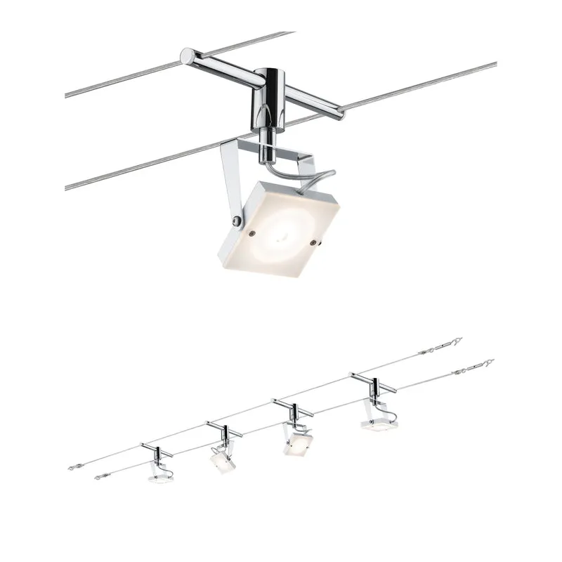 Paulmann Wire System Meta 4x5W Weiß/Chrom 230/12V 30VA Metall/Glas