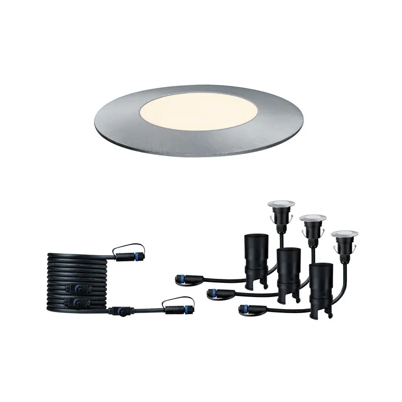 Paulmann Outdoor Plug & Shine Floor Mini Erg. Set IP65 3000K 3x2,5W 24V 55mm Silber
