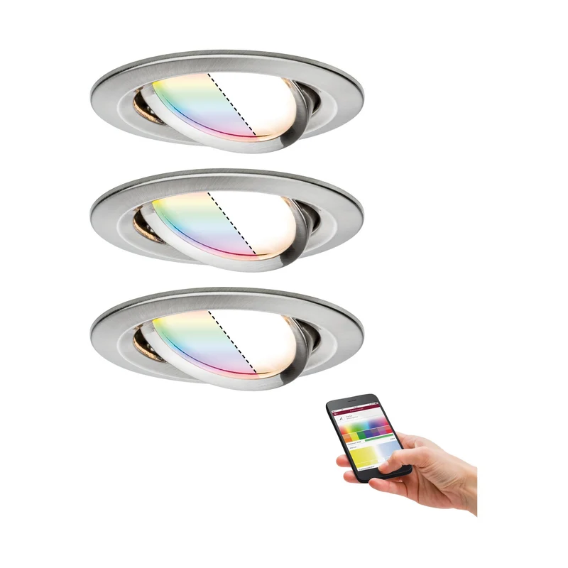 Paulmann EBL Set Nova Plus BLE RGBW schwb LED 3x 2W 230V/24V 51mm Eisen geb/Alu Zink