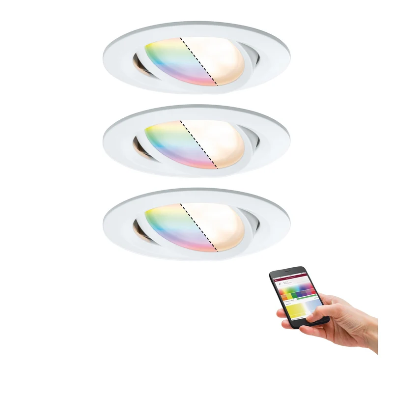 Paulmann EBL Set Nova Plus BLE RGBW schwb LED 3x 2W 230V/24V 51mm Weiß matt/Alu Zink