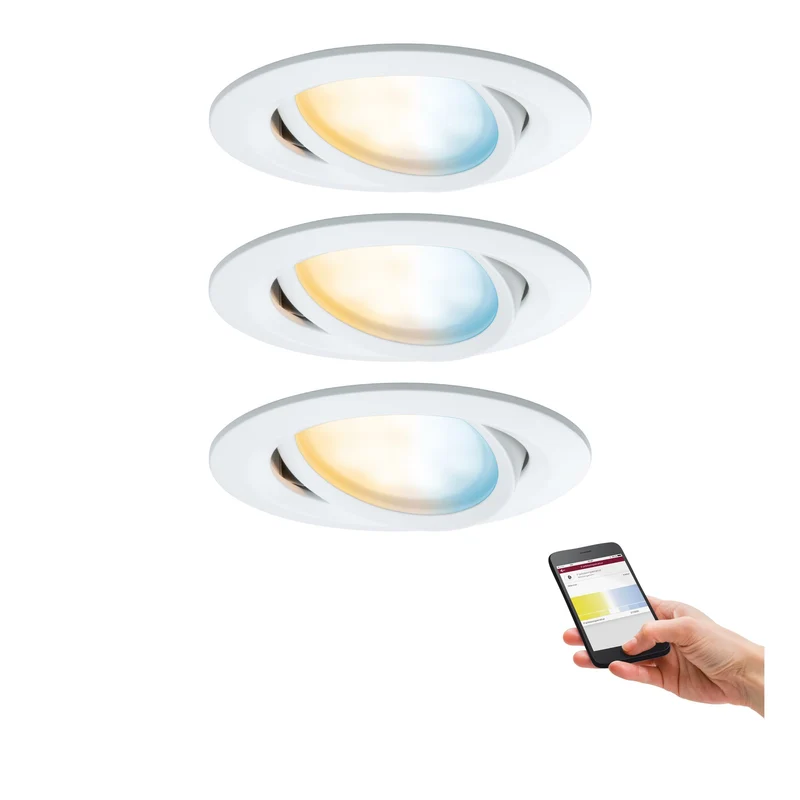 Paulmann EBL Set Nova Plus BLE TW schwb LED 3x 5,5W 2700-6500K 230/24V 51mm Weiß m/Al