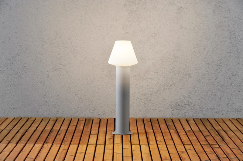 Konstsmide Wegeleuchte Barletta grau, opalfarbenes Acrylglas