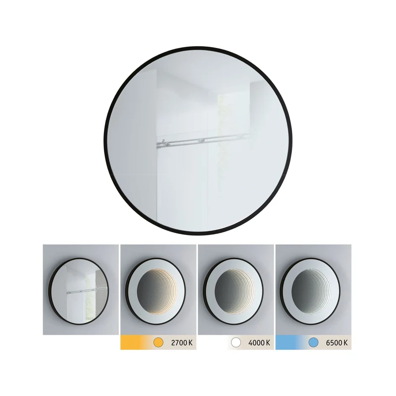 Paulmann LED Leuchtspiegel Miro IP44 Tunable White 70lm 230V 11,5W Spiegel#Schwarz matt