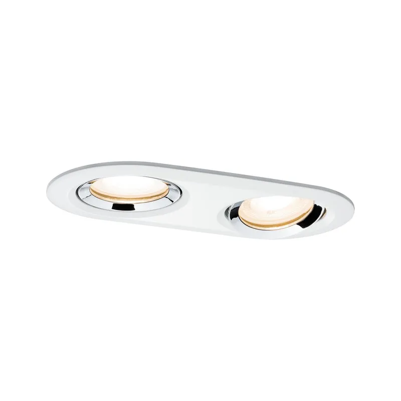 Paulmann EBL Set Nova Plus IP65 schwb oval LED 1x 2x7W 230V GU10 51mm Ws m-Chrom/Alu Zi