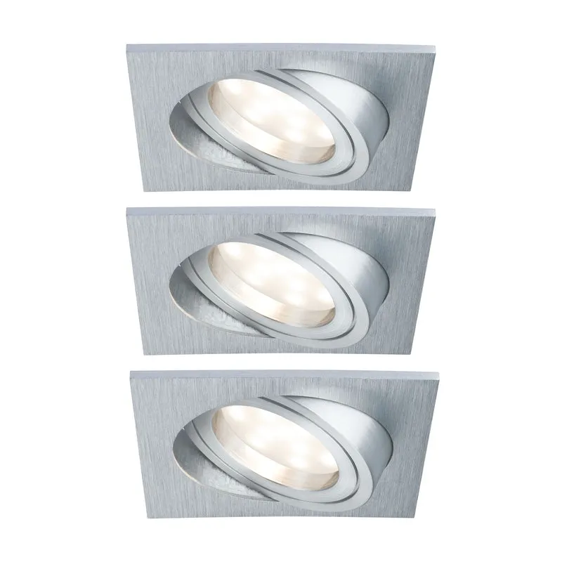 Paulmann Premium EBLSet Coin dim sat eck schw LED 3x7W 2700K 230V 51mm Alu geb/Alu Zink