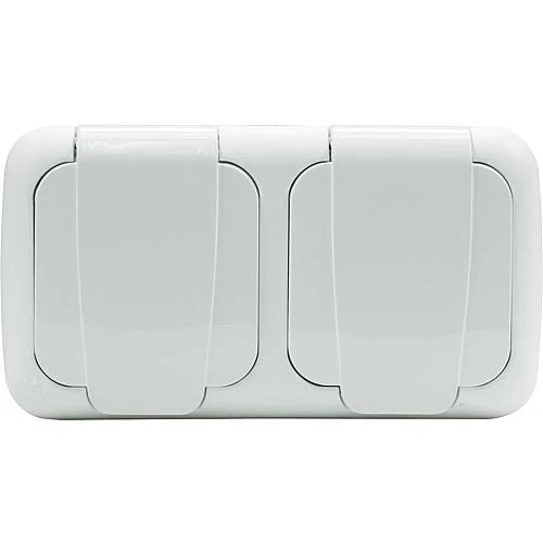EGB Feuchtraum Steckdose 2-fach waagrecht weiss 90555488 / 92551088