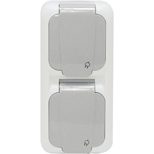 EGB Feuchtraum Steckdose 2-fach senkrecht grau 90555791 / 92551391