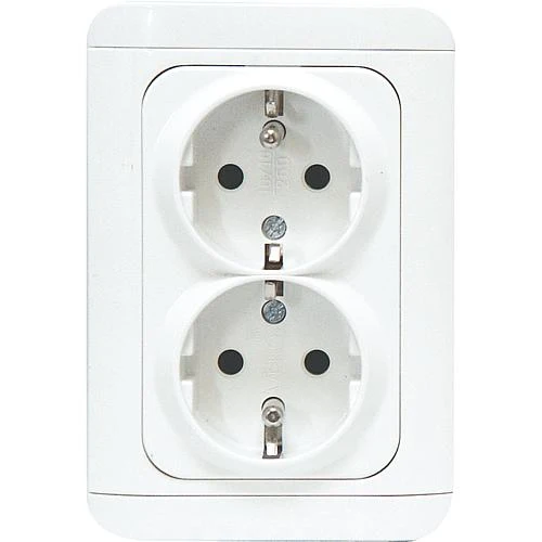EGB Elegant Standard Doppelsteckdose mit Rahmen u. Clip reinw. 92521056/92521055