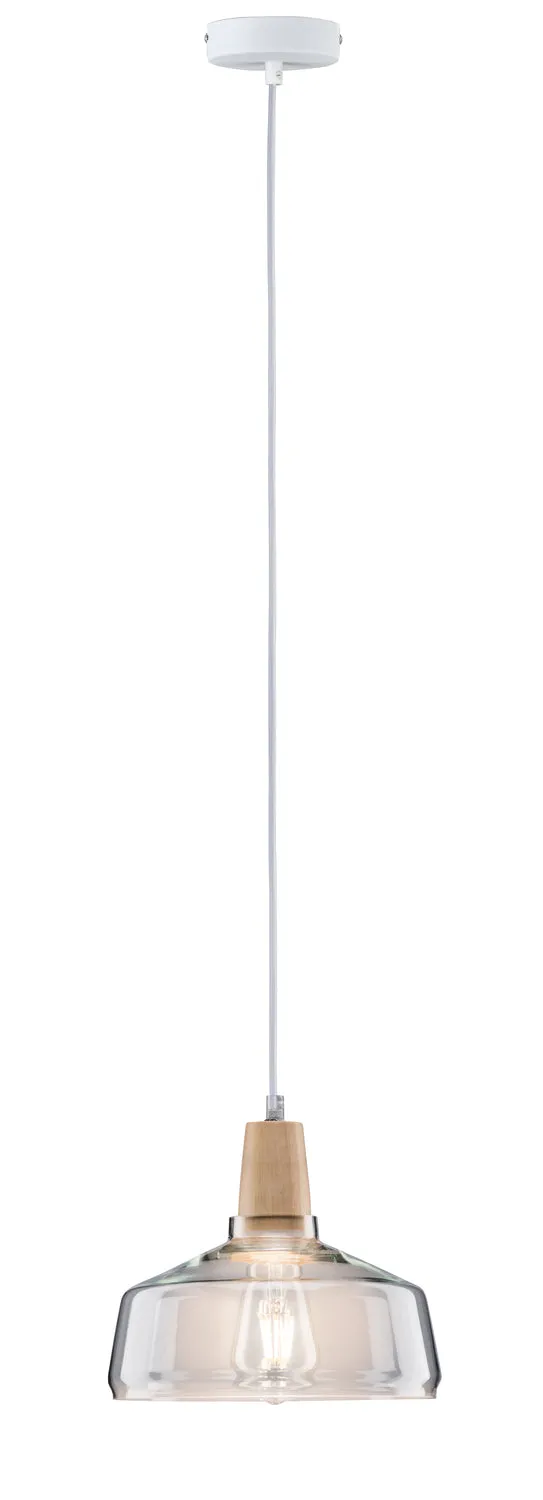 Paulmann Neordic Yva Pendelleuchte max.1x20W E27 Klar/Holz 230V Glas/Holz