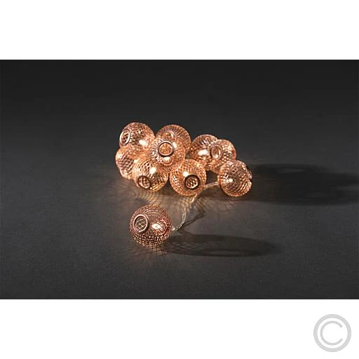 LED Dekolichterkette 10 ww LED 3145-603 kupferfarbene Metallkugeln, batteriebetrieben