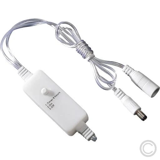 6h Timer für LED Innenart. transp. Kabel 3608-003 (Trafo bis max. 400 LEDs)