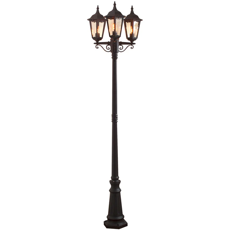 Konstsmide Stehleuchte Fireneze, matt schwarz, 3 flg., klares Glas