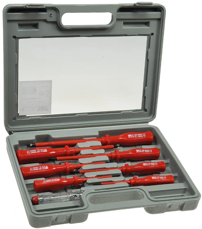 Schraubendreher-Set "KS-8 Elektro" mit Koffer, isolierter Schaft, 8-teilig