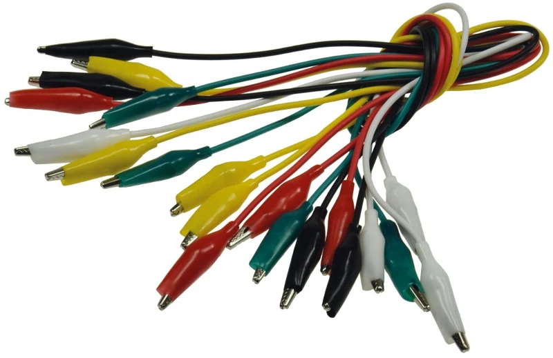 Prüfkabel-Set mit Kroko-Klemmen je 45cm, verschiede Farben, 10-teilig