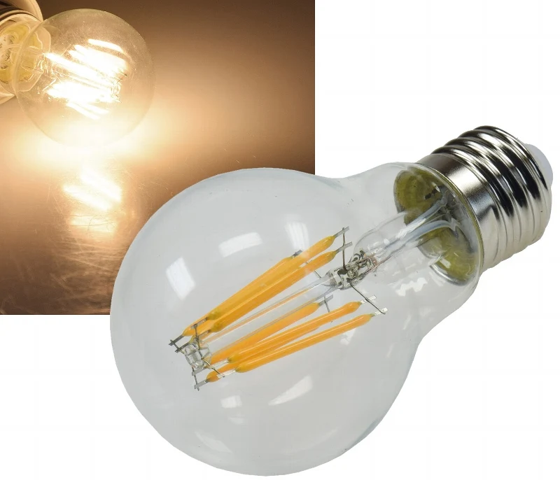 LED Glühlampe E27 "Filament G60k" klar 3000k, 750lm, 230V / 8W, warmweiß