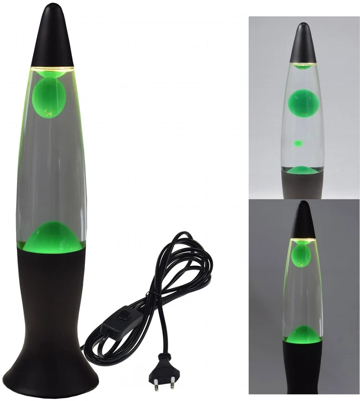 Lavalampe "CTL-BLEEN" 40cm Wasser: Klar, Wachs: Grün, Body: Schwarz
