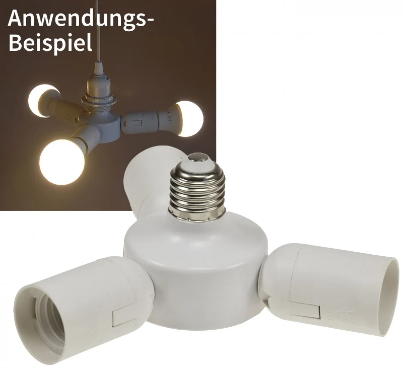 E27-Fassung "Triple", 3-fach Adapter auf 3x E27-Schraubfassungen