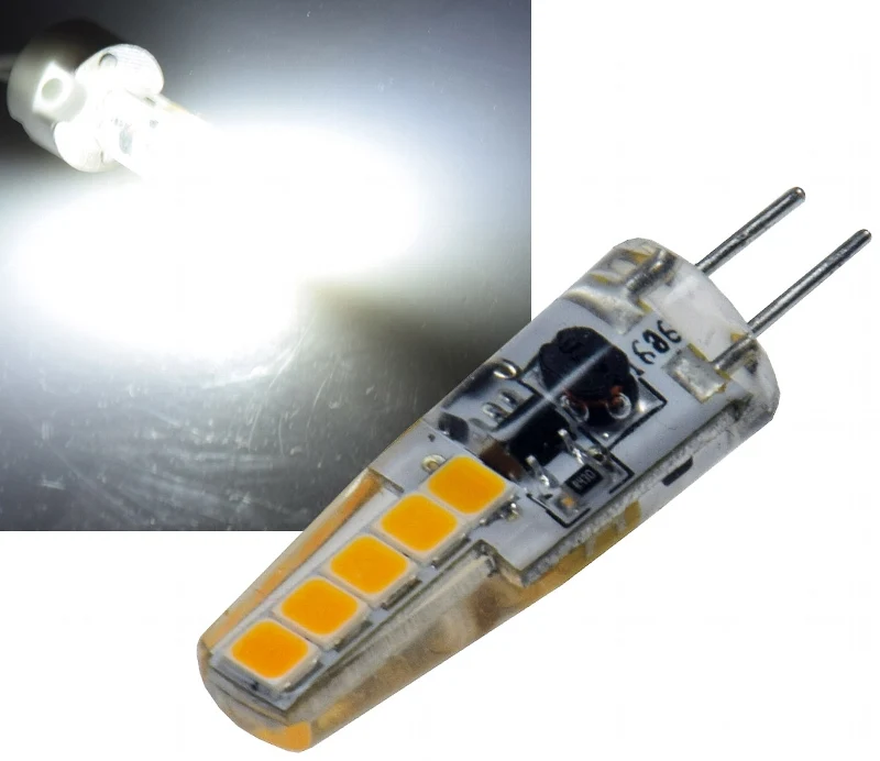 LED Stiftsockellampe G4 "Silikon W2" 4000k, 200lm, 300°, 12V/2W, neutralweiß