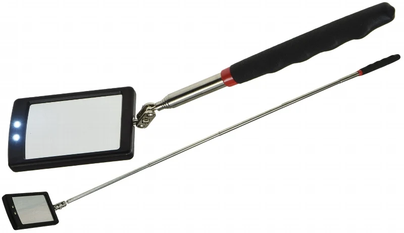 Teleskop Spiegel mit LED Beleuchtung Gesamtlänge 28-88cm, Spiegel 65x40mm