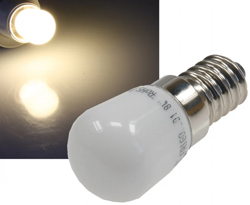 LED Lampe E14, 1 SMD LED 23x51mm klein 3000k, 140lm, 120°, 230V/2W, warmweiß