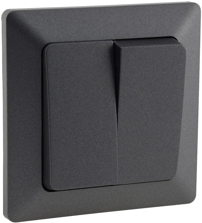 MILOS Serien-Schalter 2-fach, Anthrazit 250V~/ 10A, inkl. Rahmen, UP