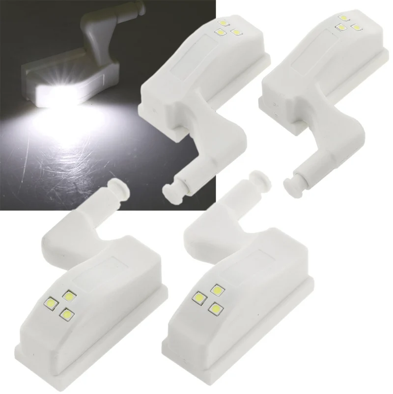 LED Schrankleuchte, 4er-Set Batteriebetrieb, Drucksensor für Türen