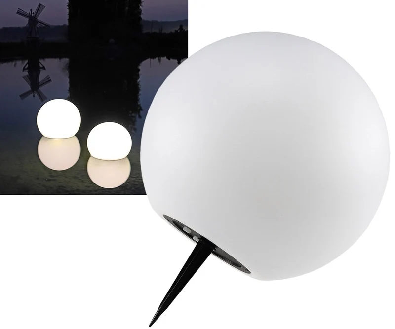 LED Solar Kugelleuchte 25cm Ø "SK25 WW" IP44, Warmweiß, 3000K