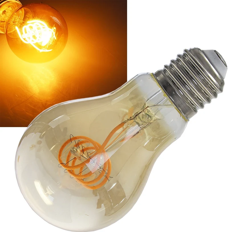 LED Glühlampe E27 "Vintage G70" 2000k, 280lm, 230V/4W, warmweiß/amber