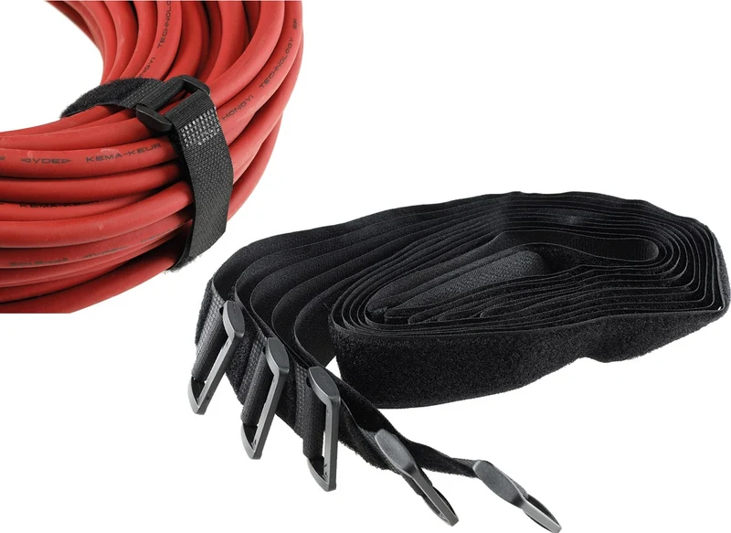 Klettband mit Öse, 5er Pack 80x3cm, schwarz