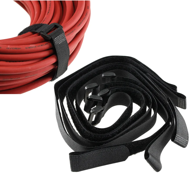 Klettband mit Öse, 5er Pack 50x2cm, schwarz