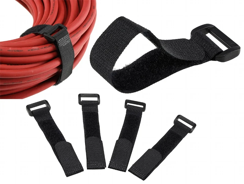 Klettband mit Öse, 5er Pack 15x2cm, schwarz