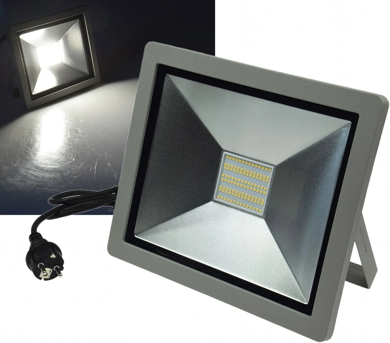 LED-Fluter SlimLine "CTF-SLT 99" silber 100W, 6500lm, 4000K, neutralweiß, IP44