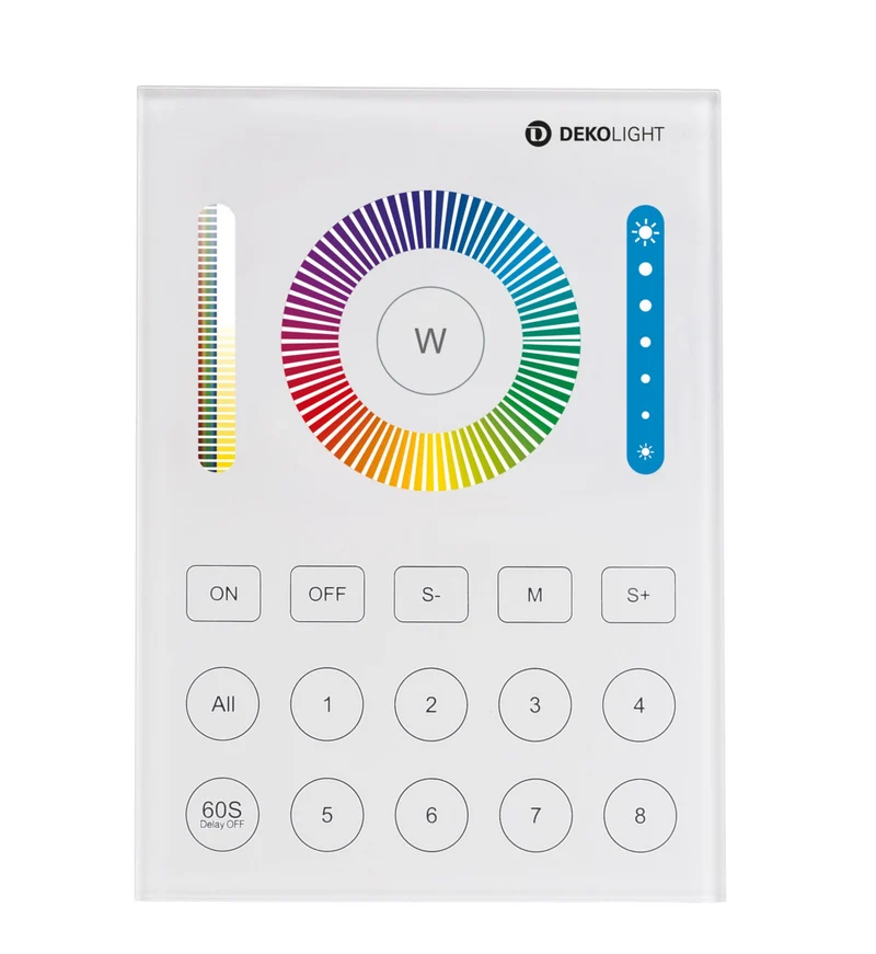Deko-Light RF-smart, Wandfernb., weiß, 8 Zo, Single/CCT/RGB/RGBW/RGB+CCT