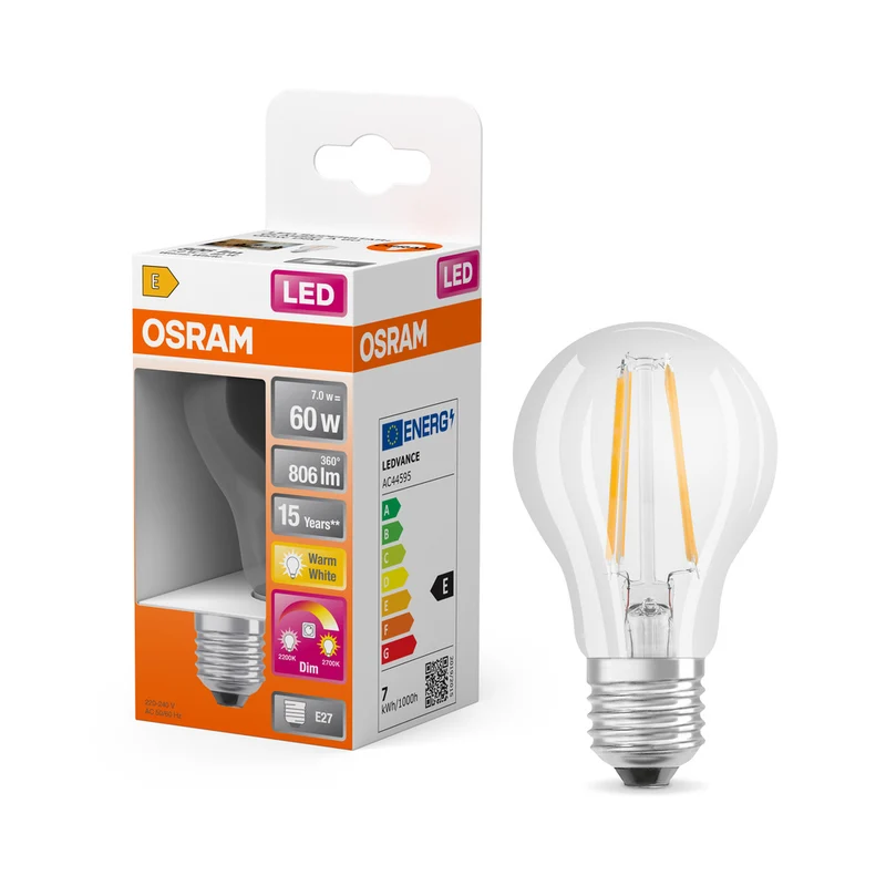 OSRAM CLASSIC A GLOWdim LED Lampe 7W 822…827 E27, 806 lm, 2200…2700 K, Tunable Warm White