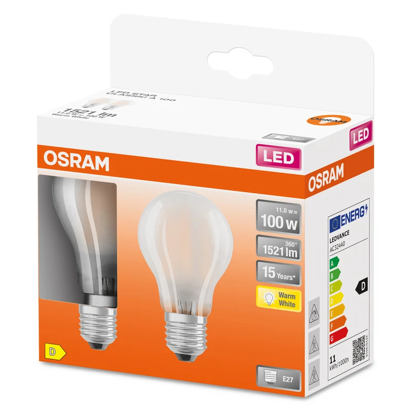 OSRAM LED Lampe LED Retrofit CLASSIC A 11W 827 Frosted E27, 1521 lm, 2700 K, Warmweiß