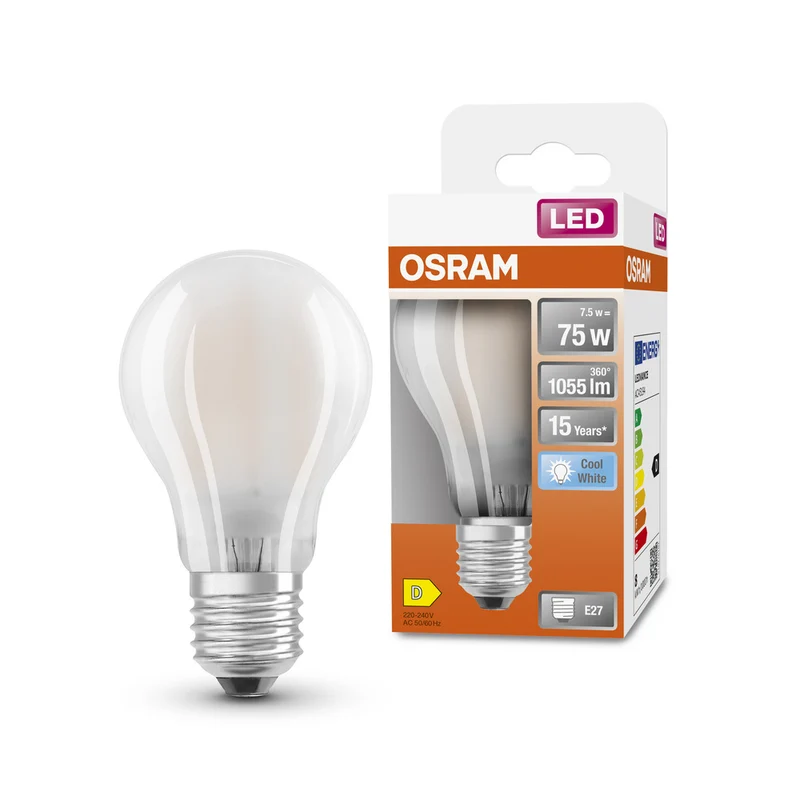 OSRAM LED Lampe LED Retrofit CLASSIC A 7.5W 840 Frosted E27, 1055 lm, 4000 K, Kaltweiß